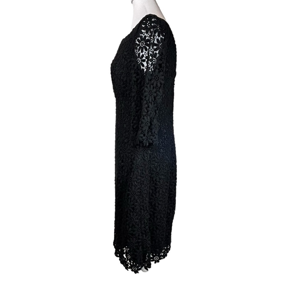 Lilly Pulitzer Shayna Black Lace Dress Daisy Sheath 3/4 Sleeves V Back Size 6 - Picture 3 of 14